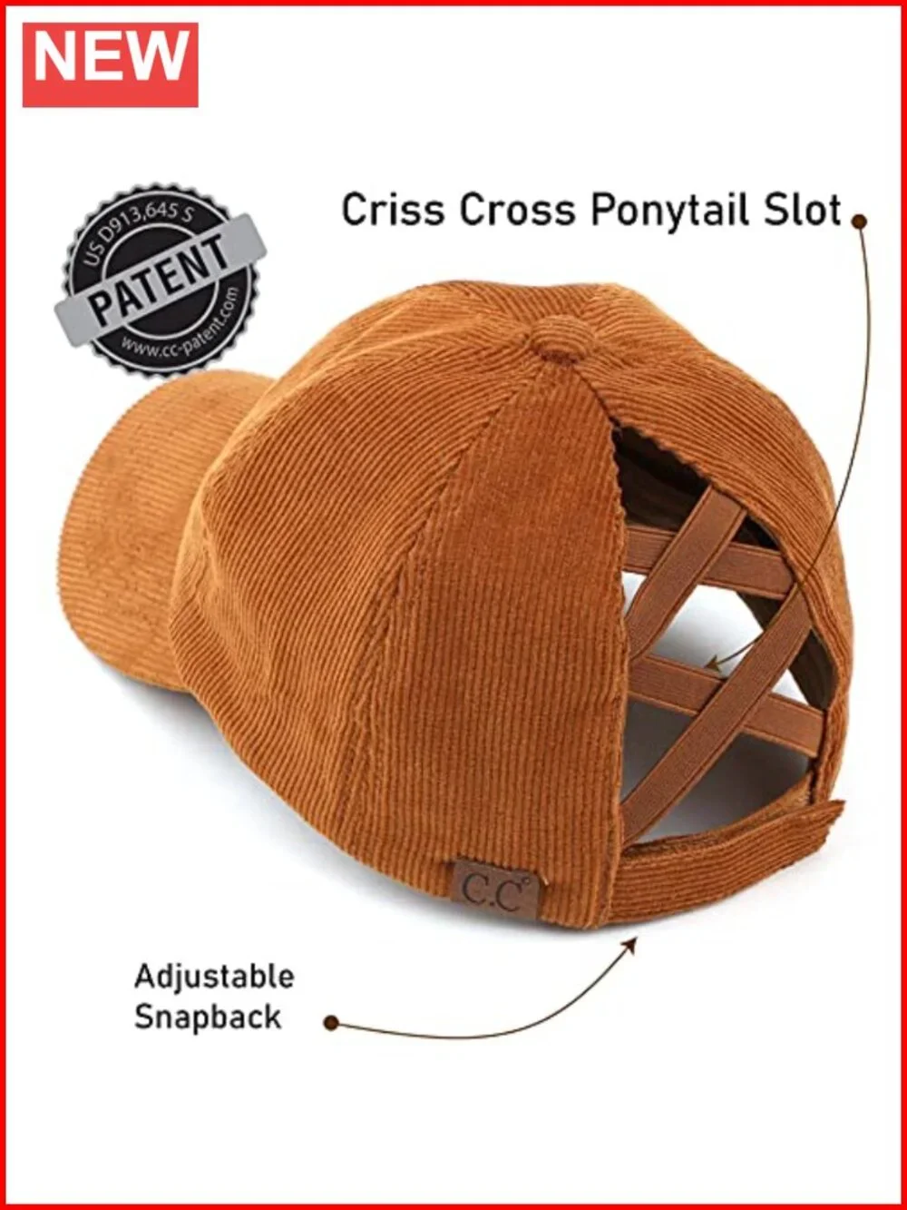 Stone Washed Corduroy Criss-Cross Ponytail Baseball Cap Adjustable